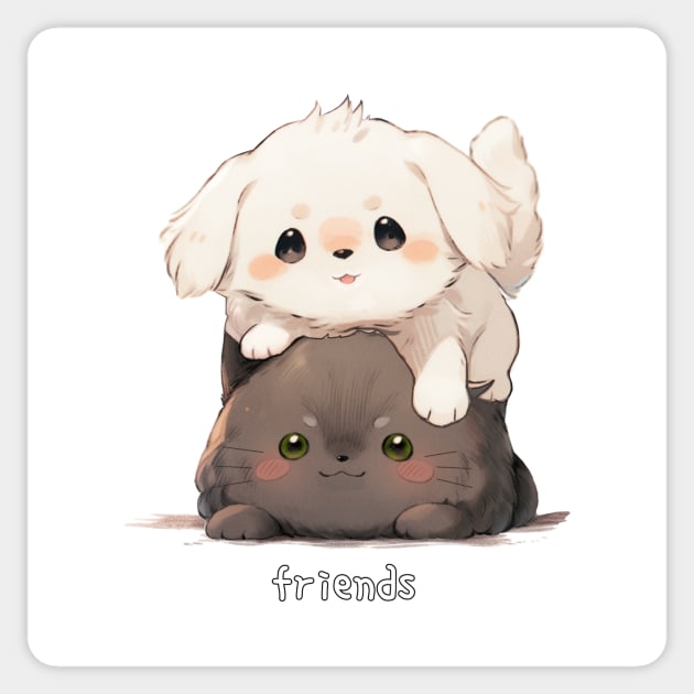 Friends Maltese Dog and Russian Blue Cat Sticker by Underground Cargo